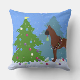Boxer Weihnachtswald Kissen