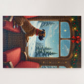 Boxer Weihnachtszugfahrt Malerei Puzzle (Horizontal)