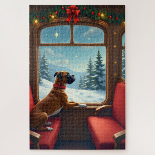 Boxer Weihnachtszugfahrt Malerei Puzzle