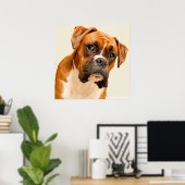Boxer Welpe auf Elfenbeincreme Hintergrund. Poster (Heimbüro)