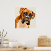 Boxer Welpe auf Elfenbeincreme Hintergrund. Poster (Küche)