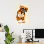 Boxer Welpe auf Elfenbeincreme Hintergrund. Poster (Heimbüro)