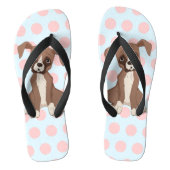 Boxer Welpe auf Pink Polka Dots Badesandalen (Fußbett)