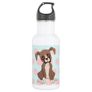 Boxer Welpe auf Pink Polka Dots Edelstahlflasche