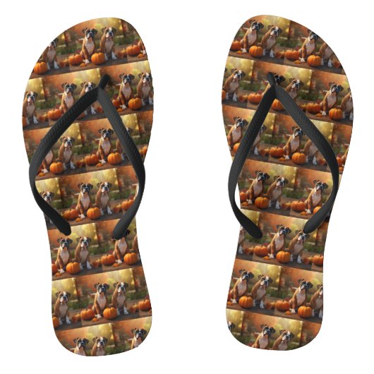 Boxer Welpe Autumn Delight Pumpkin Badesandalen (Fußbett)