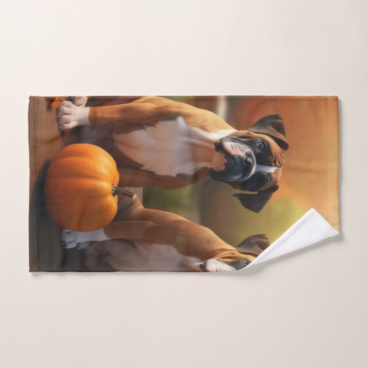 Boxer Welpe Autumn Delight Pumpkin Badhandtuch Set (Handtuch)