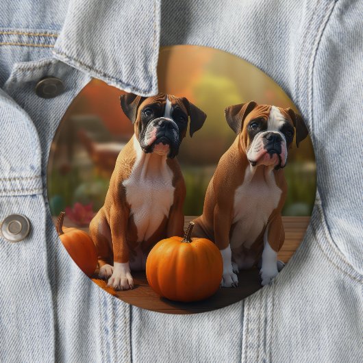 Boxer Welpe Autumn Delight Pumpkin Button (Beispiel)