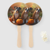 Boxer Welpe Autumn Delight Pumpkin Fächer (Vorne und Hinten)