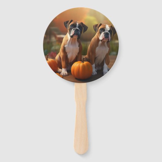 Boxer Welpe Autumn Delight Pumpkin Fächer (Vorderseite)