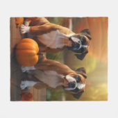 Boxer Welpe Autumn Delight Pumpkin Fleecedecke (Vorderseite (Horizontal))
