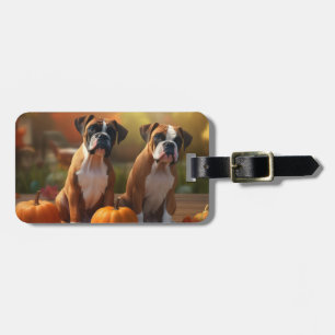 Boxer Welpe Autumn Delight Pumpkin Gepäckanhänger