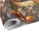 Boxer Welpe Autumn Delight Pumpkin Geschenkpapier (Rolleneckpunkt)