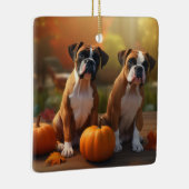 Boxer Welpe Autumn Delight Pumpkin Keramikornament (Rechts)