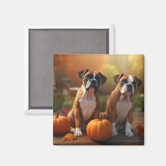 Boxer Welpe Autumn Delight Pumpkin Magnet (Vorderseite/Rückseite)