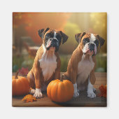 Boxer Welpe Autumn Delight Pumpkin Magnet (Vorne)
