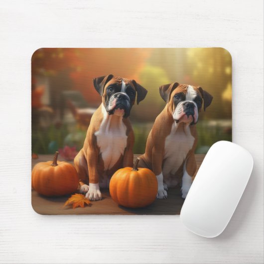 Boxer Welpe Autumn Delight Pumpkin Mousepad (Mit Mouse)