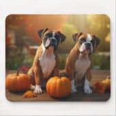 Boxer Welpe Autumn Delight Pumpkin Mousepad (Vorne)