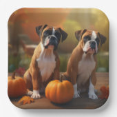 Boxer Welpe Autumn Delight Pumpkin Pappteller (Vorderseite)
