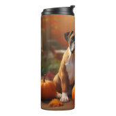 Boxer Welpe Autumn Delight Pumpkin Thermosbecher (Nach links gedreht)