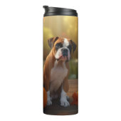 Boxer Welpe Autumn Delight Pumpkin Thermosbecher (Nach rechts gedreht)