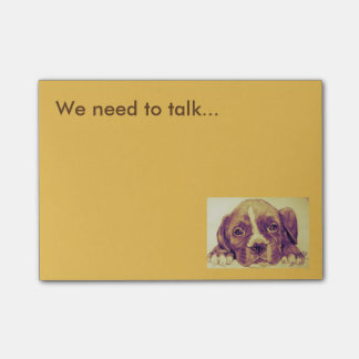 Boxer-Welpe, ", das wir Anmerkungen sprechen Post-it Klebezettel