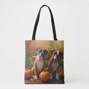 Boxer Welpe Herbstfreude Kürbis Tasche