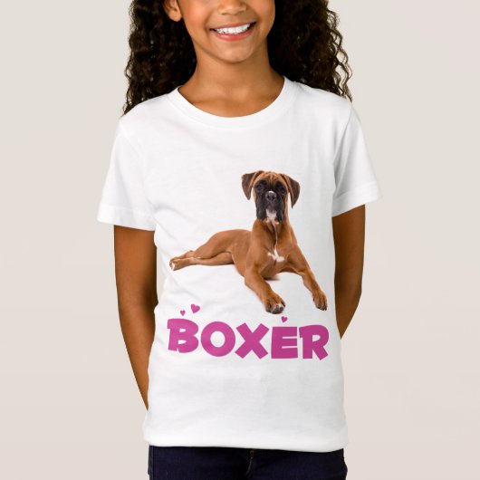 Boxer Welpe Hund Lila Liebe Girls Tee Shirt (Vorderseite)