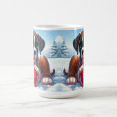 Boxer Welpe im Schnee mit Red Toy Ball Kaffeetasse (Mittel)