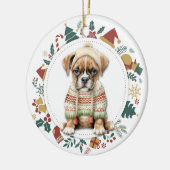 Boxer Welpe im Winter Weihnachten im Winter Keramik Ornament (Links)