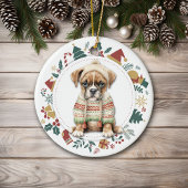 Boxer Welpe im Winter Weihnachten im Winter Keramik Ornament