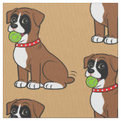 Boxer-Welpe mit Tennisball Stoff (Nahaufnahme)