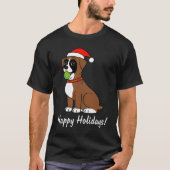 Boxer-Welpe mit Weihnachtsmannmütze-glücklichen T-Shirt (Vorderseite)