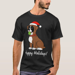 Boxer-Welpe mit Weihnachtsmannmütze-glücklichen T-Shirt