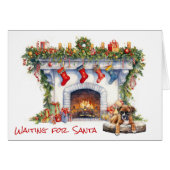 Boxer Welpe Wartete am Weihnachtsfeuer (Vorderseite (Horizontal))