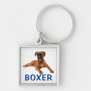 Boxer-Welpen-Hund-blauer-Liebe-Schlüsselanhänger Schlüsselanhänger
