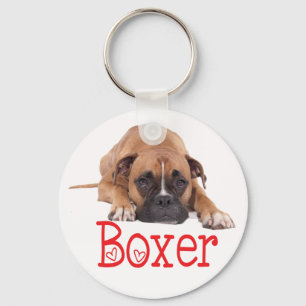 Boxer Welpen-Hund rotes Herz Liebe Schlüsselanhäng Schlüsselanhänger
