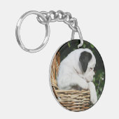 Boxer-Welpen im Korb Schlüsselanhänger (Vorderseite links)