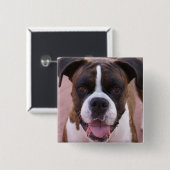 Boxer-Welpen-Quadrat-Button Button (Vorne & Hinten)