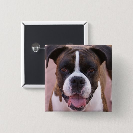 Boxer-Welpen-Quadrat-Button Button (Vorne & Hinten)