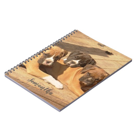 Boxer Welpen Spiralnotebook Notizblock (Linke Seite)