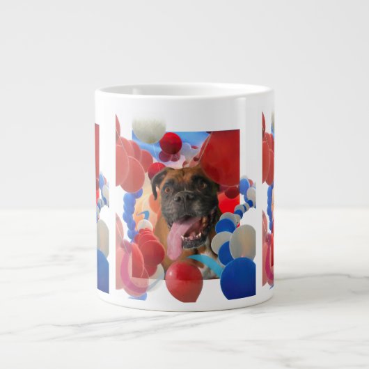 Boxer Welpenhund "BOOM TIME IN BOXERVILLE" Jumbo-Tasse (Vorderseite)