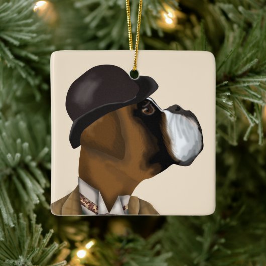Boxer Wine Snob Keramikornament (Baum)