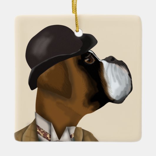 Boxer Wine Snob Keramikornament (Vorderseite)