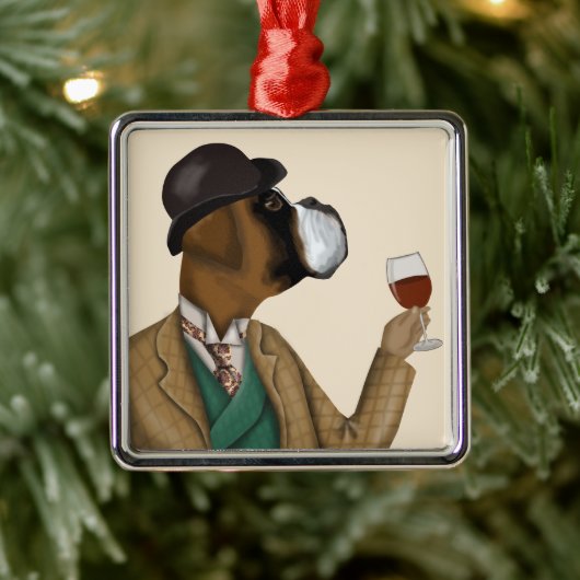 Boxer Wine Snob Ornament Aus Metall (Baum)