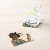 Boxer Wine Snob Rechteckiger Pappuntersetzer (Vor Ort)