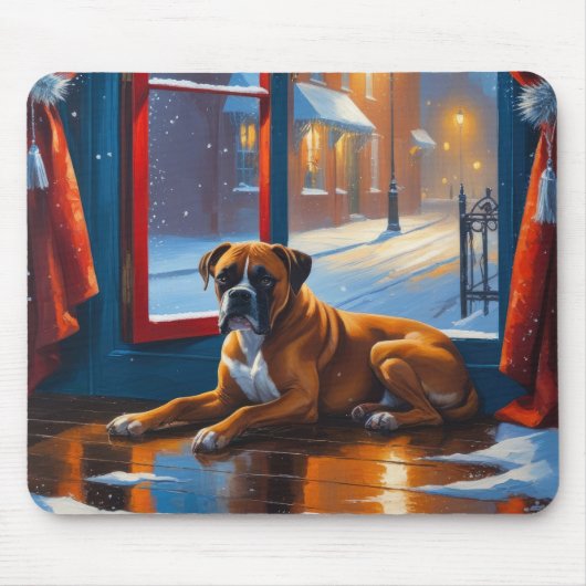 Boxer with Christmas Lights Holiday Mousepad (Vorne)