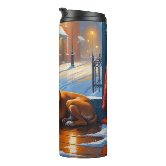 Boxer with Christmas Lights Holiday Thermosbecher (Nach rechts gedreht)