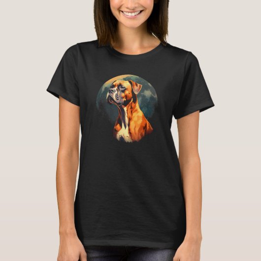 Boxer With Full Moon in Background T-Shirt (Vorderseite)