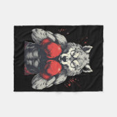 Boxer Wolf Mit Boxhandschuhen Kickboxen Lustiger B Fleecedecke (Vorderseite (Horizontal))