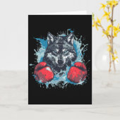 Boxer Wolf Mit Boxhandschuhen Kickboxen Lustiger B Karte (Gelbe Blume)